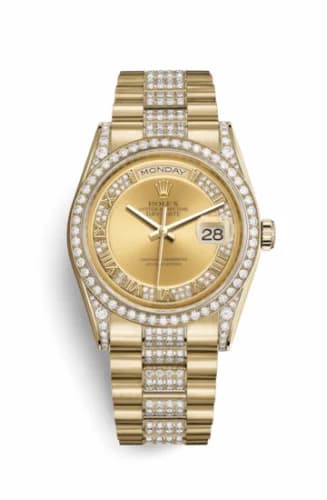 Rolex Day-Date 36 Yellow Gold Diamonds / President Diamonds / Champagne Roman 118388-0063 — фото часов Rolex Day-Date 36 Yellow Gold Diamonds / President Diamonds / Champagne Roman 118388-0063 — фото часов
