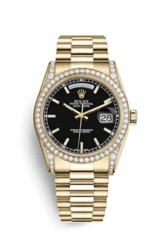 Rolex Day-Date 36 Yellow Gold Diamonds / President / Black 118388-0120 — фото часов Rolex Day-Date 36 Yellow Gold Diamonds / President / Black 118388-0120 — фото часов