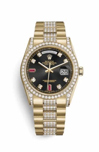 Rolex Day-Date 36 Yellow Gold Diamonds / President Diamonds / Black Diamonds Rubies 118388-0123 — фото часов Rolex Day-Date 36 Yellow Gold Diamonds / President Diamonds / Black Diamonds Rubies 118388-0123 — фото часов
