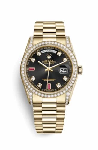Rolex Day-Date 36 Yellow Gold Diamonds / President / Black Diamonds Rubies 118388-0124 — фото часов Rolex Day-Date 36 Yellow Gold Diamonds / President / Black Diamonds Rubies 118388-0124 — фото часов