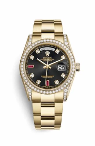 Rolex Day-Date 36 Yellow Gold Diamonds / Oyster / Black Diamonds Rubies 118388-0136 — фото часов Rolex Day-Date 36 Yellow Gold Diamonds / Oyster / Black Diamonds Rubies 118388-0136 — фото часов