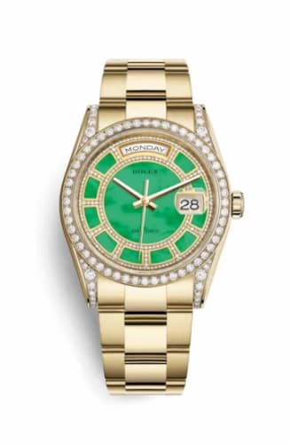 Rolex Day-Date 36 Yellow Gold Diamonds / Oyster / Green Jade Carousel 118388-0148 — фото часов Rolex Day-Date 36 Yellow Gold Diamonds / Oyster / Green Jade Carousel 118388-0148 — фото часов