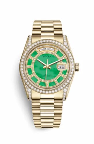 Rolex Day-Date 36 Yellow Gold Diamonds / President / Green Jade Carousel 118388-0157 — фото часов Rolex Day-Date 36 Yellow Gold Diamonds / President / Green Jade Carousel 118388-0157 — фото часов