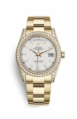 Rolex Day-Date 36 Yellow Gold Diamonds / Oyster / White 118388-0187 — фото часов Rolex Day-Date 36 Yellow Gold Diamonds / Oyster / White 118388-0187 — фото часов