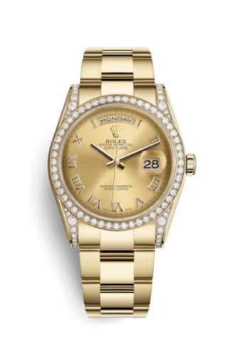 Rolex Day-Date 36 Yellow Gold Diamonds / Oyster / Champagne Roman 118388-0189 — фото часов Rolex Day-Date 36 Yellow Gold Diamonds / Oyster / Champagne Roman 118388-0189 — фото часов