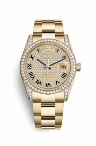 Rolex Day-Date 36 Yellow Gold Fluted / Oyster / Paved 118388-0192 — фото часов Rolex Day-Date 36 Yellow Gold Fluted / Oyster / Paved 118388-0192 — фото часов