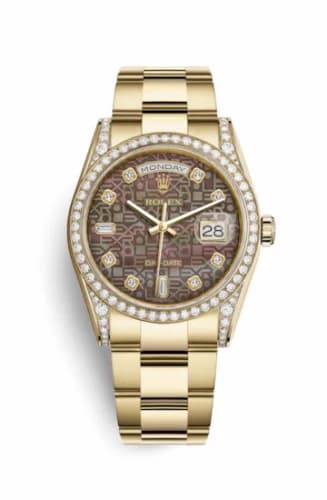 Rolex Day-Date 36 Yellow Gold Diamonds / Oyster / Black MOP Computer 118388-0193 — фото часов Rolex Day-Date 36 Yellow Gold Diamonds / Oyster / Black MOP Computer 118388-0193 — фото часов