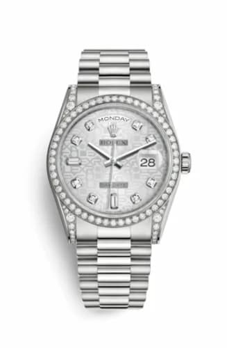 Rolex Day-Date 36 White Gold Diamonds / President / Silver Computer 118389-0011 — фото часов Rolex Day-Date 36 White Gold Diamonds / President / Silver Computer 118389-0011 — фото часов