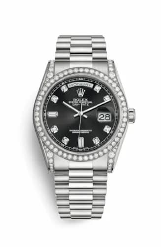 Rolex Day-Date 36 White Gold Diamonds / President / Black Diamond 118389-0013 — фото часов Rolex Day-Date 36 White Gold Diamonds / President / Black Diamond 118389-0013 — фото часов