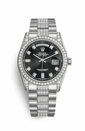 Rolex Day-Date 36 White Gold Diamonds / President Diamond / Black Diamond 118389-0022 — фото часов Rolex Day-Date 36 White Gold Diamonds / President Diamond / Black Diamond 118389-0022 — фото часов