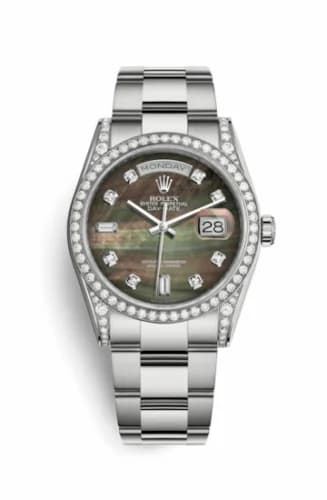 Rolex Day-Date 36 White Gold Diamonds / Oyster / Black MOP 118389-0057 — фото часов Rolex Day-Date 36 White Gold Diamonds / Oyster / Black MOP 118389-0057 — фото часов