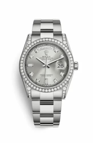 Rolex Day-Date 36 White Gold Diamonds / Oyster / Silver Diamond 118389-0072 — фото часов Rolex Day-Date 36 White Gold Diamonds / Oyster / Silver Diamond 118389-0072 — фото часов