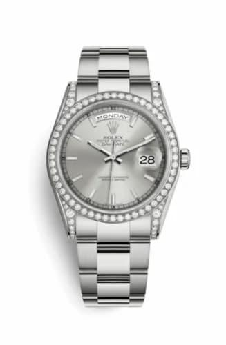 Rolex Day-Date 36 White Gold Diamonds / Oyster / Silver 118389-0076 — фото часов Rolex Day-Date 36 White Gold Diamonds / Oyster / Silver 118389-0076 — фото часов