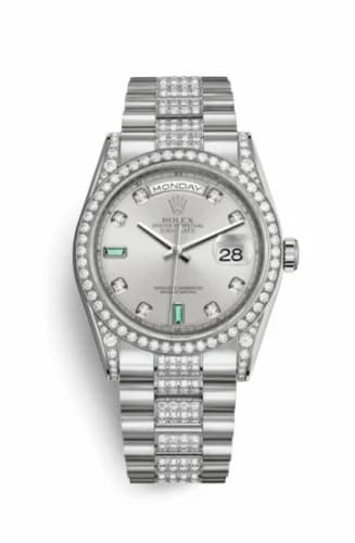 Rolex Day-Date 36 White Gold Diamonds / President Diamond / Rhodium Diamond Emerald 118389-0079 — фото часов Rolex Day-Date 36 White Gold Diamonds / President Diamond / Rhodium Diamond Emerald 118389-0079 — фото часов