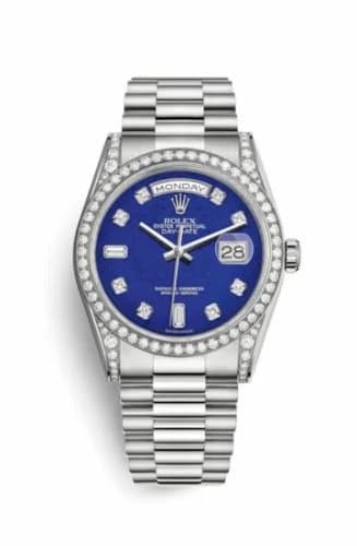 Rolex Day-Date 36 White Gold Diamonds / President / Lapis Diamonds 118389-0083 — фото часов Rolex Day-Date 36 White Gold Diamonds / President / Lapis Diamonds 118389-0083 — фото часов