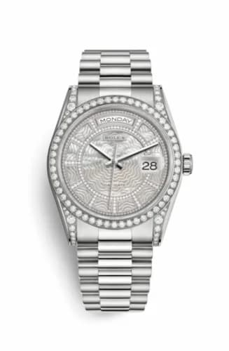 Rolex Day-Date 36 White Gold Diamonds / President / MOP Carousel 118389-0085 — фото часов Rolex Day-Date 36 White Gold Diamonds / President / MOP Carousel 118389-0085 — фото часов