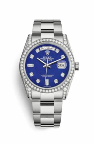 Rolex Day-Date 36 White Gold Diamonds / President / Lapis 118389-0086 — фото часов Rolex Day-Date 36 White Gold Diamonds / President / Lapis 118389-0086 — фото часов