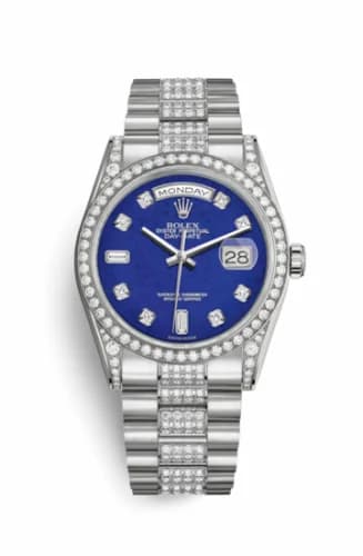 Rolex Day-Date 36 White Gold Diamonds / President Diamond / Lapis 118389-0093 — фото часов Rolex Day-Date 36 White Gold Diamonds / President Diamond / Lapis 118389-0093 — фото часов