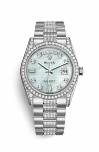 Rolex Day-Date 36 White Gold Diamond / President Diamonds / Oxford MOP 118389-0094 — фото часов Rolex Day-Date 36 White Gold Diamond / President Diamonds / Oxford MOP 118389-0094 — фото часов