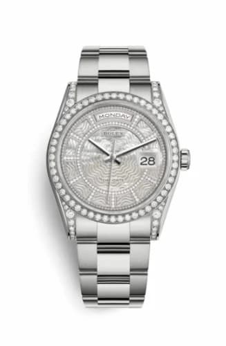 Rolex Day-Date 36 White Gold Diamonds / Oyster / MOP Carousel 118389-0097 — фото часов Rolex Day-Date 36 White Gold Diamonds / Oyster / MOP Carousel 118389-0097 — фото часов