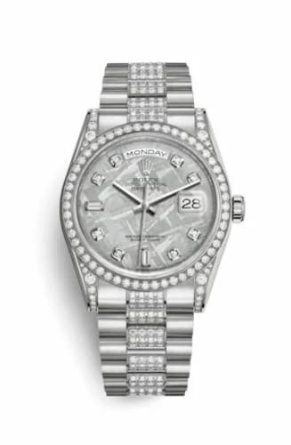 Rolex Day-Date 36 White Gold Diamonds / President Diamonds / Meteorite 118389-0101 — фото часов Rolex Day-Date 36 White Gold Diamonds / President Diamonds / Meteorite 118389-0101 — фото часов