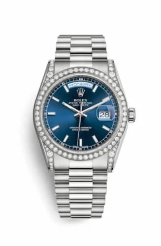 Rolex Day-Date 36 White Gold Diamonds / President / Blue 118389-0108 — фото часов Rolex Day-Date 36 White Gold Diamonds / President / Blue 118389-0108 — фото часов