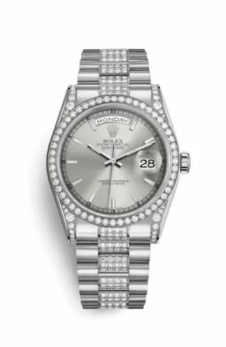 Rolex Day-Date 36 White Gold Diamonds / President Diamond / Silver 118389-0109 — фото часов Rolex Day-Date 36 White Gold Diamonds / President Diamond / Silver 118389-0109 — фото часов