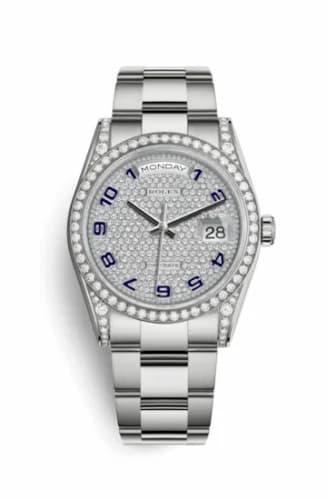 Rolex Day-Date 36 White Gold Diamonds / Oyster / Paved 118389-0123 — фото часов Rolex Day-Date 36 White Gold Diamonds / Oyster / Paved 118389-0123 — фото часов
