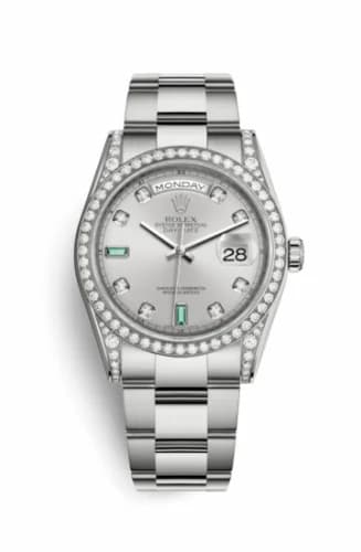 Rolex Day-Date 36 White Gold Diamond / Oyster / Silver Diamond Emerald 118389-0124 — фото часов Rolex Day-Date 36 White Gold Diamond / Oyster / Silver Diamond Emerald 118389-0124 — фото часов