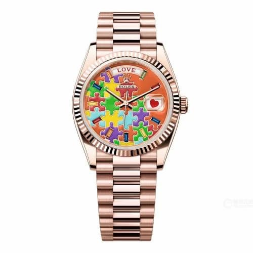 Rolex Day-Date 36 Everose Gold - Fluted / Emoji Puzzle 128235-0063 — фото часов Rolex Day-Date 36 Everose Gold - Fluted / Emoji Puzzle 128235-0063 — фото часов