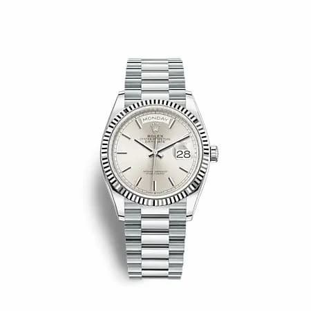 Rolex Day-Date 36 Platinum - Fluted / Silver / President 128236-0001 — фото часов Rolex Day-Date 36 Platinum - Fluted / Silver / President 128236-0001 — фото часов