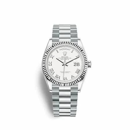 Rolex Day-Date 36 Platinum - Fluted / White - Roman / President 128236-0007 — фото часов Rolex Day-Date 36 Platinum - Fluted / White - Roman / President 128236-0007 — фото часов