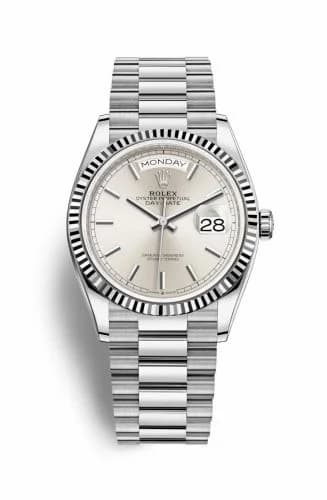 Rolex Day-Date 36 White Gold / Fluted / Silver / President 128239-0005 — фото часов Rolex Day-Date 36 White Gold / Fluted / Silver / President 128239-0005 — фото часов