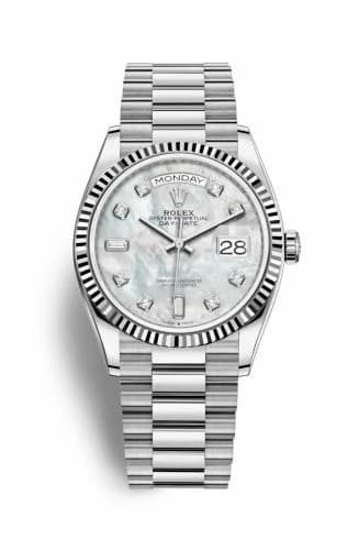 Rolex Day-Date 36 White Gold / Fluted / MOP-Diamond / President 128239-0007 — фото часов Rolex Day-Date 36 White Gold / Fluted / MOP-Diamond / President 128239-0007 — фото часов