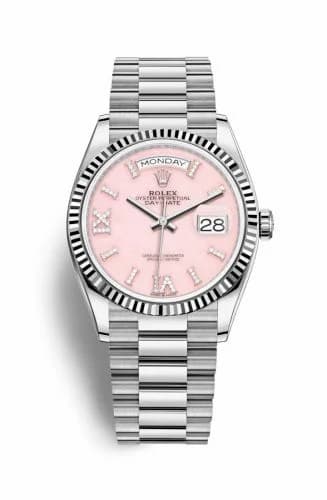 Rolex Day-Date 36 White Gold / Fluted / Opal-Diamond / President 128239-0021 — фото часов Rolex Day-Date 36 White Gold / Fluted / Opal-Diamond / President 128239-0021 — фото часов