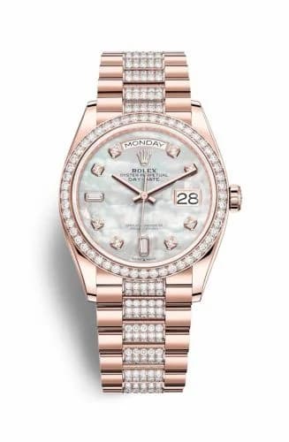 Rolex Day-Date 36 Everose Gold / Diamond / MOP-Diamond / President-Diamond 128345RBR-0030 — фото часов Rolex Day-Date 36 Everose Gold / Diamond / MOP-Diamond / President-Diamond 128345RBR-0030 — фото часов