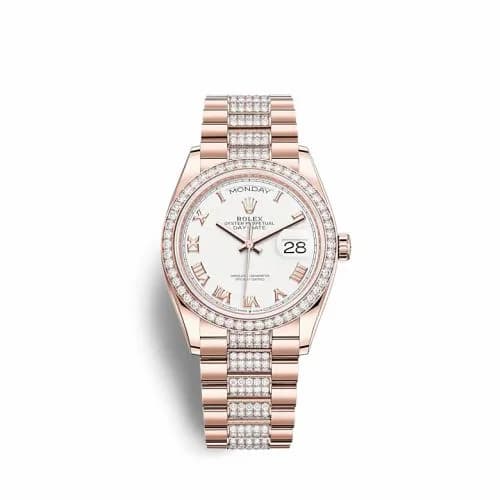 Rolex Day-Date 36 Everose Gold / Diamond / White - Roman / President-Diamond 128345RBR-0055 — фото часов Rolex Day-Date 36 Everose Gold / Diamond / White - Roman / President-Diamond 128345RBR-0055 — фото часов