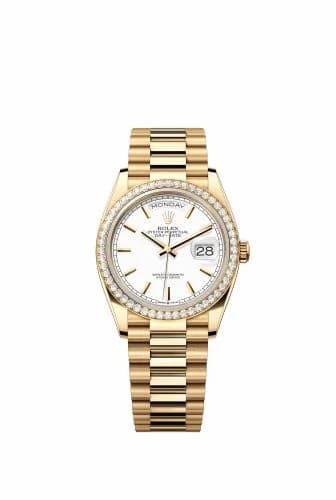 Rolex Day-Date 36 Yellow Gold Diamond / White / President 128348RBR-0047 — фото часов Rolex Day-Date 36 Yellow Gold Diamond / White / President 128348RBR-0047 — фото часов