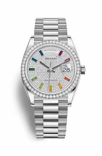 Rolex Day-Date 36 White Gold / Diamond / Paved-Rainbow / President 128349RBR-0006 — фото часов Rolex Day-Date 36 White Gold / Diamond / Paved-Rainbow / President 128349RBR-0006 — фото часов