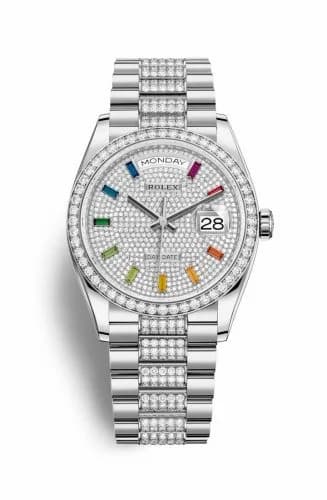 Rolex Day-Date 36 White Gold / Diamond / Paved-Rainbow / President-Diamond 128349RBR-0012 — фото часов Rolex Day-Date 36 White Gold / Diamond / Paved-Rainbow / President-Diamond 128349RBR-0012 — фото часов