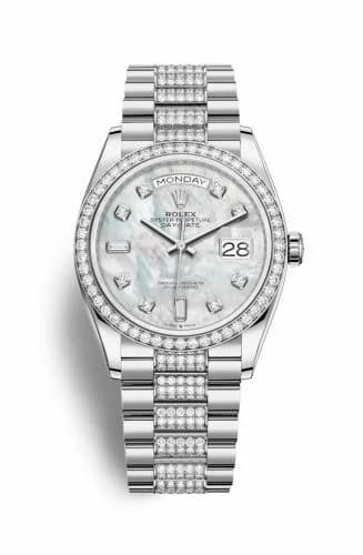 Rolex Day-Date 36 White Gold / Diamond / MOP-Diamond / President-Diamond 128349RBR-0014 — фото часов Rolex Day-Date 36 White Gold / Diamond / MOP-Diamond / President-Diamond 128349RBR-0014 — фото часов