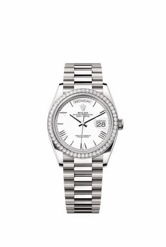Rolex Day-Date 36 White Gold - Diamond / White - Roman / President 128349RBR-0043 — фото часов Rolex Day-Date 36 White Gold - Diamond / White - Roman / President 128349RBR-0043 — фото часов
