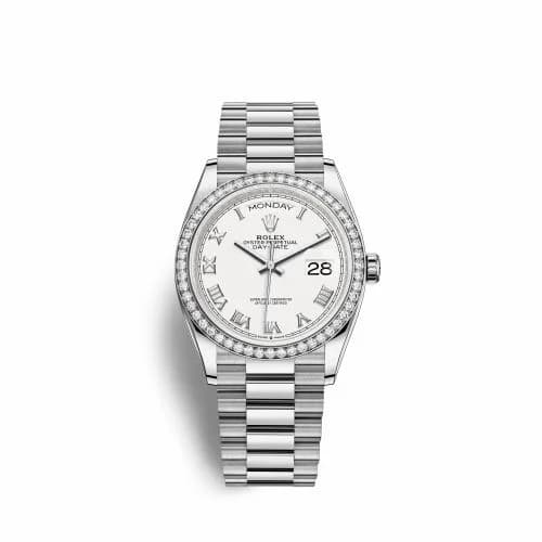 Rolex Day-Date 36 White Gold Diamond / White - Roman / President 128349rbr-0025 — фото часов Rolex Day-Date 36 White Gold Diamond / White - Roman / President 128349rbr-0025 — фото часов
