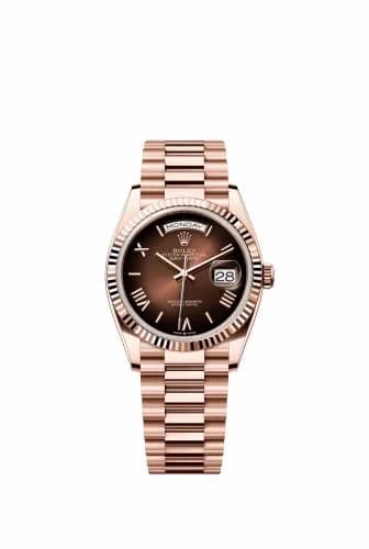 Rolex Day-Date 36 Everose Gold - Fluted / Brown Ombré - Roman / President 28235-0075 — фото часов Rolex Day-Date 36 Everose Gold - Fluted / Brown Ombré - Roman / President 28235-0075 — фото часов