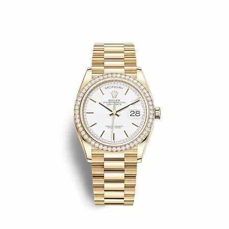 Rolex Day-Date 36 Yellow Gold Diamond / White / President 28348RBR-0047 — фото часов Rolex Day-Date 36 Yellow Gold Diamond / White / President 28348RBR-0047 — фото часов