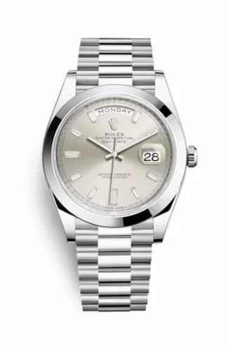 Rolex Day-Date 40 Platinum / Silver - Diamond 228206-0012 — фото часов Rolex Day-Date 40 Platinum / Silver - Diamond 228206-0012 — фото часов