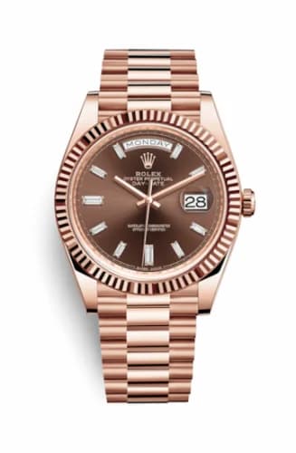 Rolex Day-Date 40 Everose / Chocolate - Baguette 228235-0003 — фото часов Rolex Day-Date 40 Everose / Chocolate - Baguette 228235-0003 — фото часов