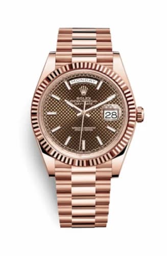 Rolex Day-Date 40 Everose / Chocolate Diagonal Motif 228235-0006 — фото часов Rolex Day-Date 40 Everose / Chocolate Diagonal Motif 228235-0006 — фото часов