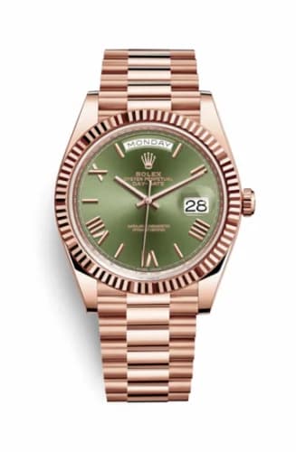 Rolex Day-Date 40 Everose / Olive - Roman 228235-0025 — фото часов Rolex Day-Date 40 Everose / Olive - Roman 228235-0025 — фото часов