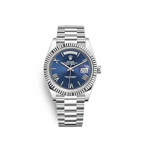 Rolex Day-Date 40 Platinum - Fluted / Blue - Roman 228236-0007 — фото часов Rolex Day-Date 40 Platinum - Fluted / Blue - Roman 228236-0007 — фото часов